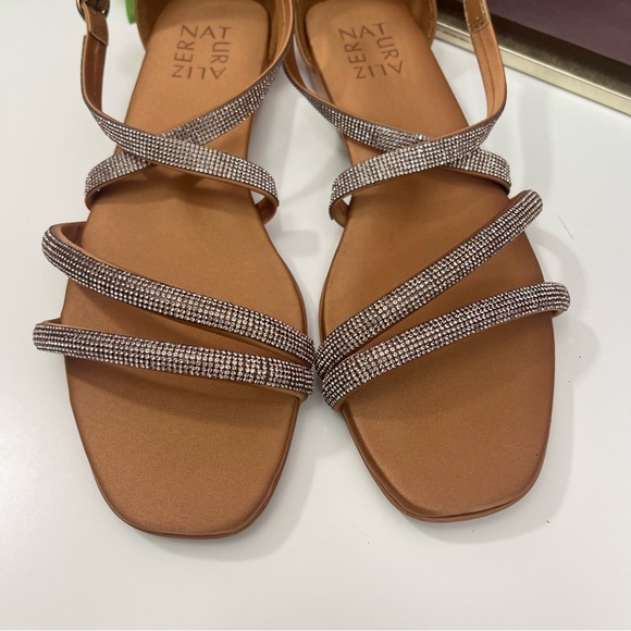 Naturalizer Sicily Strappy Flat Sandal in English Tea Brown Fabric Size 7.5 - Picture 10 of 13
